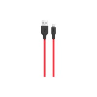 Дата кабель USB 2.0 AM to Lightning 1.0m 2A silicone X21 black+red HOCO (6957531071372)