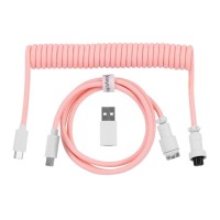 Дата кабель USB-C + USB A to USB-C 1.36m Coiled Aviator pink Keychron (CAB15_KEYCHRON)