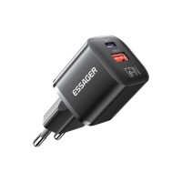 Зарядний пристрій Essager 1xUSB + 1xUSB-C PD20W GaN (ECTAC-HMB01-P)