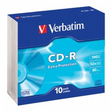 Диск CD Verbatim CD-R 700Mb 52x Slim case 10шт Extra (43415)