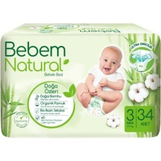 Підгузки Bebem Natural 3 midi 4-9 кг 34 шт (8690536806010)