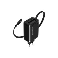 Зарядний пристрій Canyon 1xUSB-C PD65W + 1xUSB QC3.0 + cable USB-C to USB-C black (CNS-CURC65ACB)