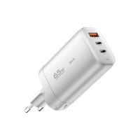Зарядний пристрій Essager 2xUSB-C + 1xUSB 65W GaN white (ECT2CA-MYB02)