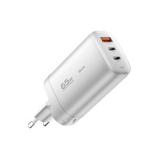 Зарядний пристрій Essager 2xUSB-C + 1xUSB 65W GaN white (ECT2CA-MYB02)