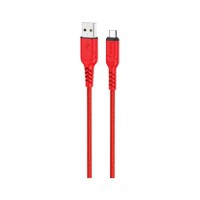 Дата кабель USB 2.0 AM to Micro 5P 1.0m 2.4A nylon X59 red HOCO (6931474744906)
