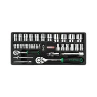 Набір інструментів Toptul з тріскачкою 1/4", 1/2" 34шт. (у ложементі) (GCAT3401)