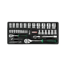 Набір інструментів Toptul з тріскачкою 1/4", 1/2" 34шт. (у ложементі) (GCAT3401)
