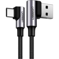 Дата кабель USB 2.0 AM to USB-C 3.0m 3A 90° corner US176 black UGREEN (70875)