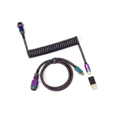 Дата кабель USB 2.0 AM to USB-C 1.08m Premium Coiled Aviator Straight rainbow plated black Keychron (CAB5_KEYCHRON)