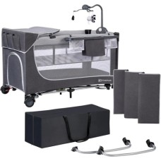 Дитячий манеж Kinderkraft кровать Leody с пеленатором Grey (5902533917952)