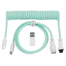 Дата кабель USB-C + USB A to USB-C 1.36m Coiled Aviator mint Keychron (CAB18_KEYCHRON)