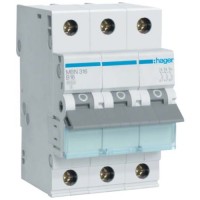 Автоматичний вимикач Hager 3-п. B 16A (6kA) 3M (B) (MBN316)