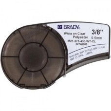 Стрічка для принтера етикеток Brady поліестер, 9.53mm/6.4m. білий на прозорому (M21-375-430-WT-CL)
