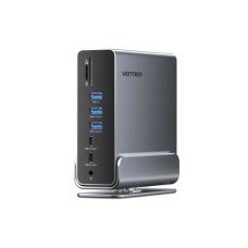 Концентратор Vention USB-C 15-in-1 2xHDMI + DisplayPort + RJ45 + SD/TF + 3.5mm gray (TPUH0)