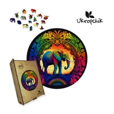Пазл Ukropchik дерев'яний Слон Мандала size - L в коробці з набором-рамкою (Elephant Mandala A3)
