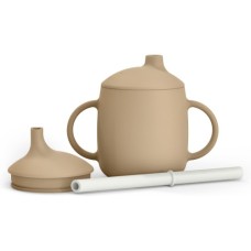 Поїльник-непроливайка Suavinex Colour Essence силіконова 3 в 1 (з носиком та трубочкою), 270 мл, +6 м. , бежева (402898)