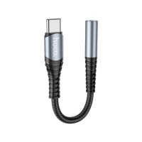 Адаптер USB-C M to 3.5mm F LS33 metal gray HOCO (6931474761163)