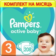 Підгузок Pampers Active Baby Midi Розмір 3 (6-10 кг) 208 шт (8001090910745)