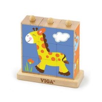 Розвиваюча іграшка Viga Toys Пазл-кубики вертикальний Сафарі (50834)