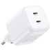 Зарядний пристрій Ugreen X526 2xUSB-C PD45W GaN white (65154)