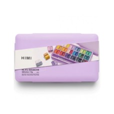 Гуашеві фарби HIMI Twin Cup 36*12мл+3 пензлі, фіолетовий пластик, пенал (6976939682577)