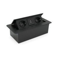 Розетка Voltronic J29L, дві розетки + 2*USB, напольна, висувна (20011)