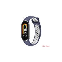 Ремінець до фітнес браслета BeCover Vents Style для Xiaomi Mi Smart Band 8 Blue-White (709419)