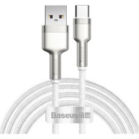 Дата кабель USB 3.1 AM to USB-C 2.0m 6.0A 66W Cafule Series Metal White Baseus (CAKF000202)