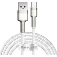 Дата кабель USB 3.1 AM to USB-C 2.0m 6.0A 66W Cafule Series Metal White Baseus (CAKF000202)