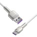 Дата кабель USB 3.1 AM to USB-C 2.0m 6.0A 66W Cafule Series Metal White Baseus (CAKF000202)