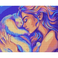 Картина по номерам Santi Дівчина з котом, 40*50 см на підрамник, алмазна (954526)