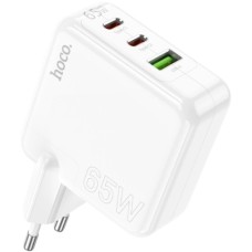 Зарядний пристрій HOCO C115A Header 2xUSB-C PD65W + 1xUSB QC3.0 GaN White (6931474798312)