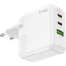 Зарядний пристрій HOCO C115A Header 2xUSB-C PD65W + 1xUSB QC3.0 GaN White (6931474798312)