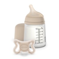 Набір для годування новонароджених Suavinex Zero. Zero Beige (пляшка 180 мл + пустушка) (308426)