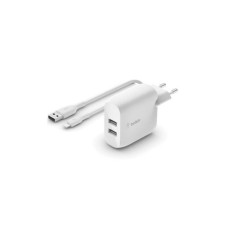 Зарядний пристрій Belkin Home Charger 24W DUAL USB 2.4A, Lightning 1m, white (WCD001VF1MWH)
