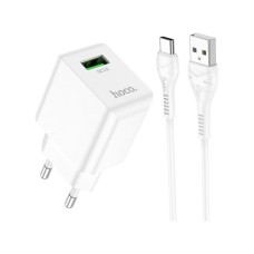 Зарядний пристрій HOCO C98A Proton USB QC3.0 + cable USB to USB-C White (6931474766878)
