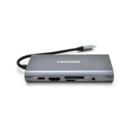 Концентратор VEGGIEG USB-C 7-in-1 USB-C + 3xUSB 3.0 + HDMI + VGA + SD/TF + RJ45 0.1m silver (TC10-U)