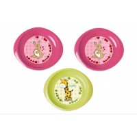 Набір дитячого посуду Nuvita тарелочки 6м+ 3шт. мелкие розовые и салатовая (NV1428Pink)