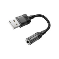 Звукова плата HOCO LS37 Spirit transparent USB to 3.5mm Black (6942007612562)