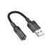 Звукова плата HOCO LS37 Spirit transparent USB to 3.5mm Black (6942007612562)