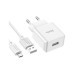 Зарядний пристрій HOCO C106A Leisure USB + cable USB to Micro 5P 10.5W White (6931474783905)