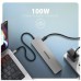 Концентратор AXAGON USBC to 2xUSBA + 1xUSBC + 2xHDMI + RJ45 + PD100W 0.15m gray (HMC-7HX2)