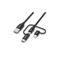 Дата кабель USB 2.0 AM to Lightning + Micro 5P + Type-C 1.2m MFI Choetech (IP0030-BK)