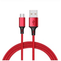 Дата кабель USB 2.0 AM to Micro 5P 1.0m 2.4A braided red XO (NB143-M1-RD)