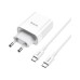 Зарядний пристрій HOCO C80A Rapido 1xUSB-C PD20W + 1xUSB QC3.0 + cable USB-C to USB-C White (6931474740533)