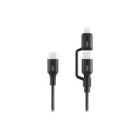 Дата кабель USB-C to USB-C + Lightning black Promate (powerlink-cci.black)