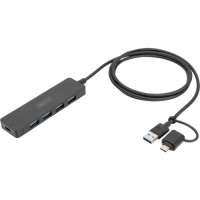 Концентратор Digitus USB-A and USB-C to 4xUSB 1x USB-C 1.2m Black (DA-70236)