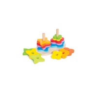 Розвиваюча іграшка Hape дерев'яна логічна пірамідка Веселка (E0406)