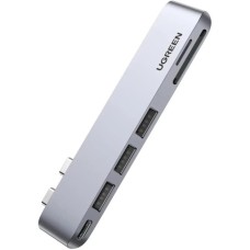 Концентратор Ugreen 2xUSB-C to 3xUSB 3.0 + SD/TF + PD CM251 gray (60560)