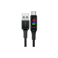 Дата кабель USB 2.0 AM to USB-C 1.2m 3A nylon with LED C7-04 black Acefast (6974316282785)